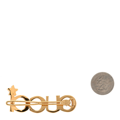 Gucci Metal Crystal Logo Hair Barrette Gold 2 of 3