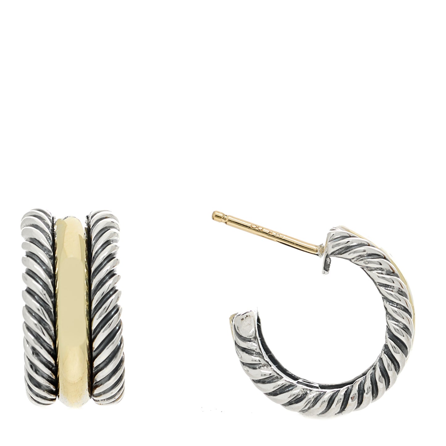 Sterling Silver 14K Yellow Gold 16mm Cable Classics Hoop Earrings