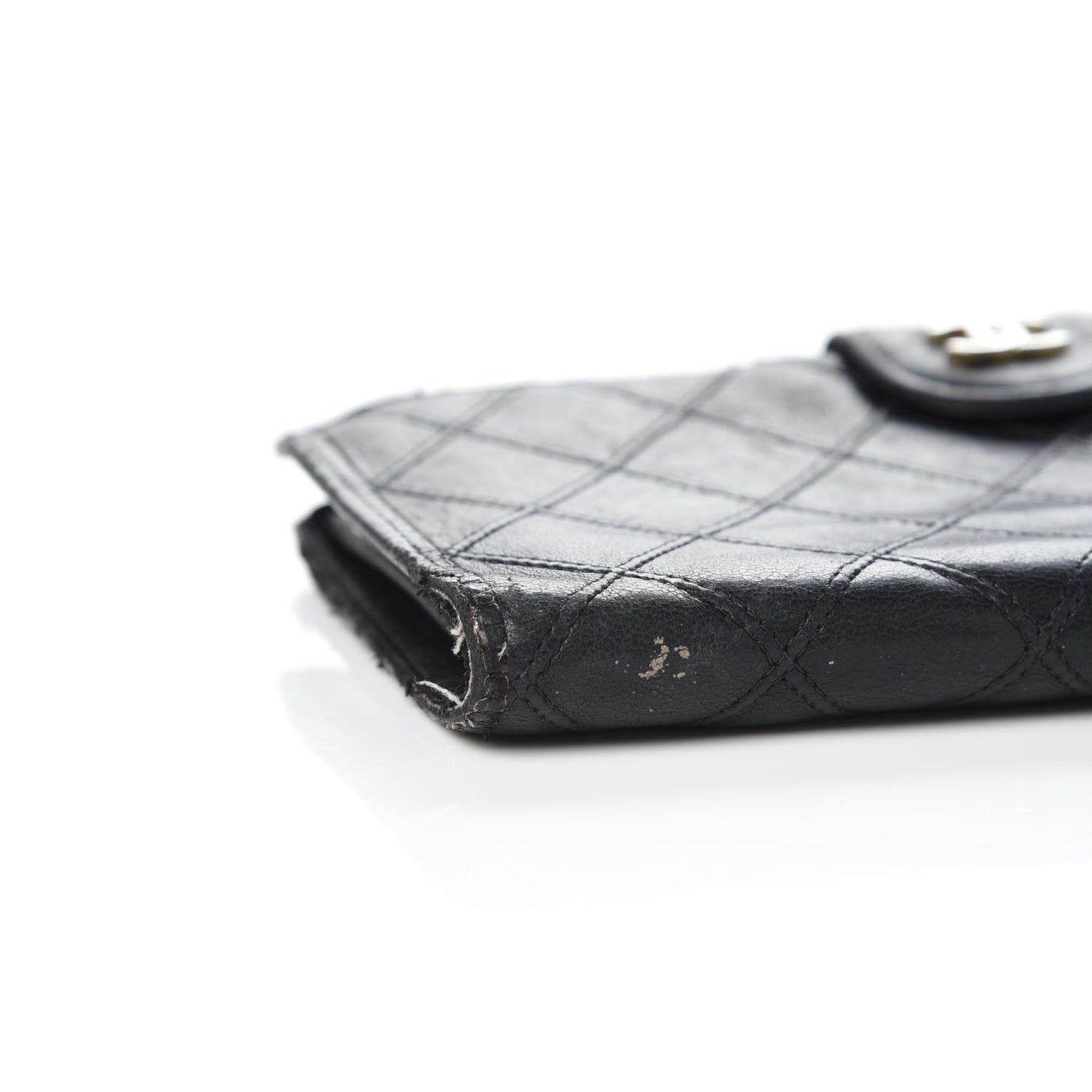 Lambskin Diamond Stitched French Wallet Black