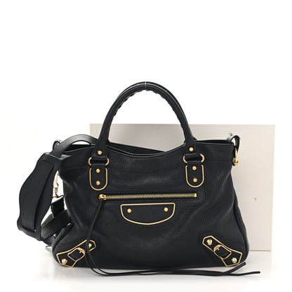 Balenciaga Chevre Gold Metallic Edge Hardware Town Bleu Nuit Dark Sea 15 of 15