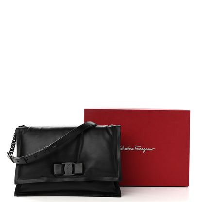 Salvatore Ferragamo Calfskin Small Viva Bow Shoulder Bag Black 11 of 11