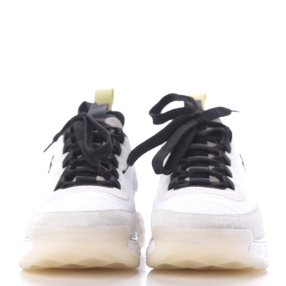 Chanel Nylon Calfskin Suede CC Sneakers 36.5 White Grey Yellow 2 of 11