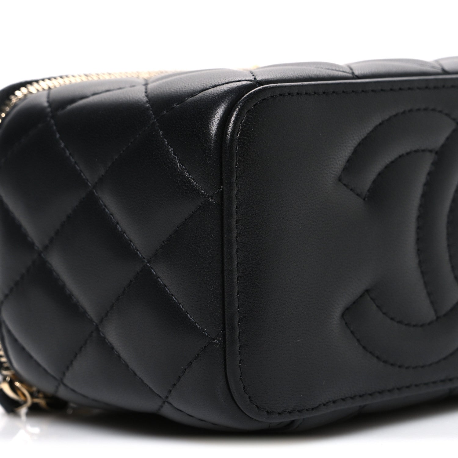 Chanel Lambskin Quilted Pearl Crush Small Vanity Case With Chain Black 9 of 10