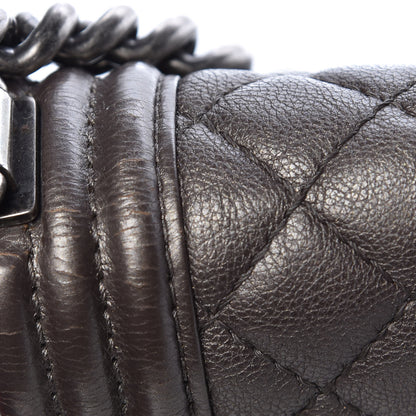Chanel Metallic Calfskin Quilted Medium Boy Flap Dark Silver 10 of 19