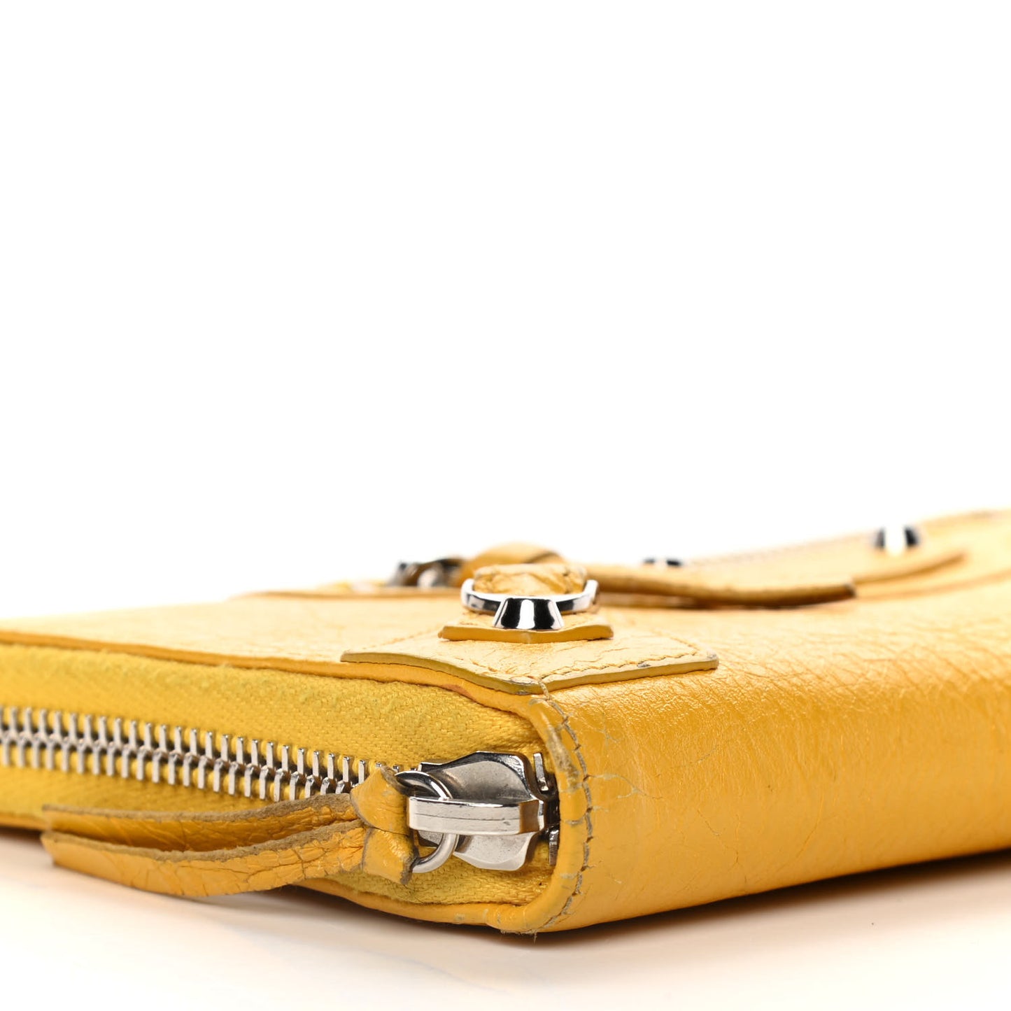 Agneau Classic Silver Hardware Continental Zip Around Jaune Epi