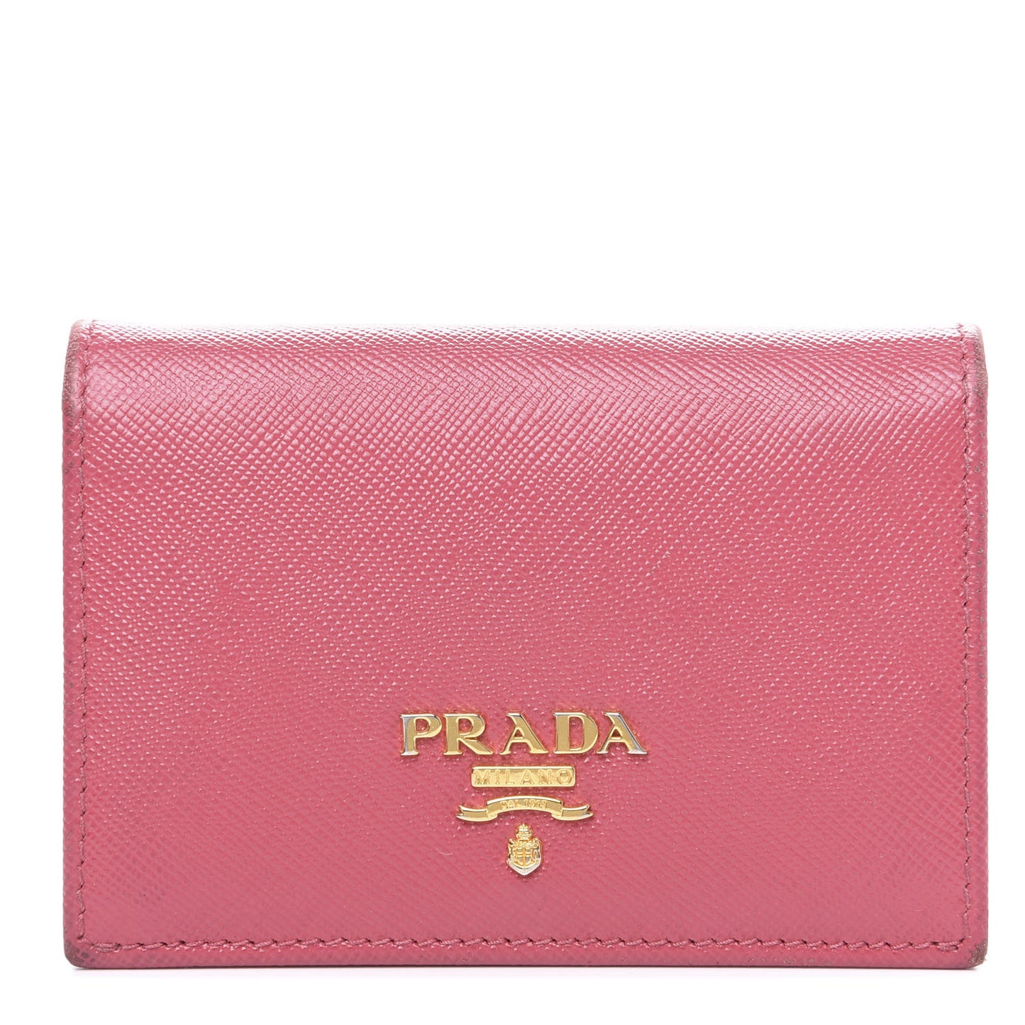 Saffiano Metal Bi-Fold Card Holder Wallet Peonia