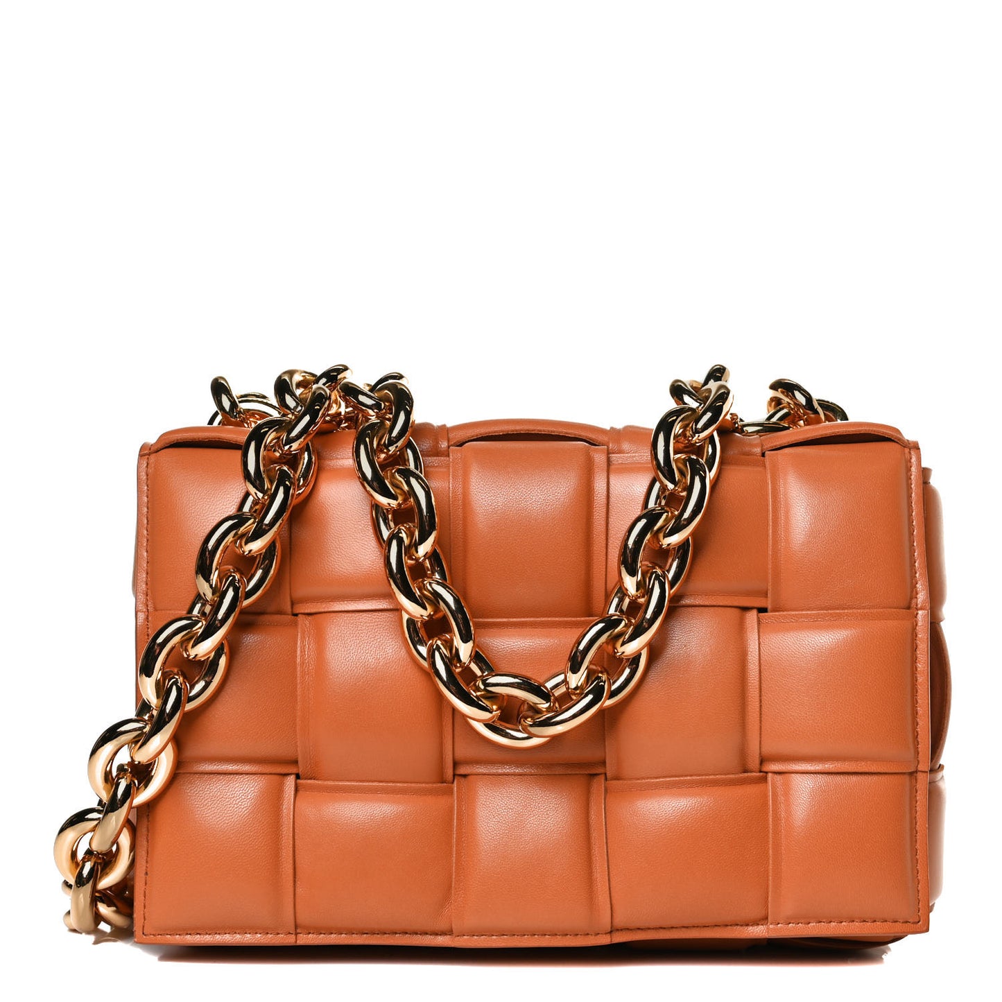 Lambskin Maxi Intreccio Padded Chain Cassette Crossbody Bag Clay