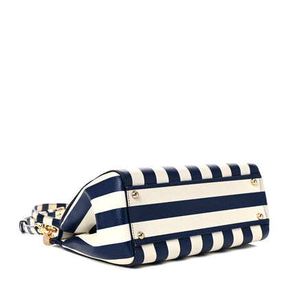 Dolce & Gabbana Dauphine Embroidered Striped Print Medium Miss Sicily Satchel White 4 of 13