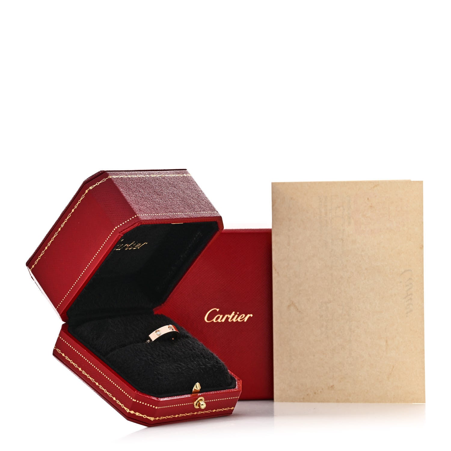 Cartier 18K Pink Gold 8 Diamond 4mm LOVE Wedding Band Ring 50 5.25 5 of 5