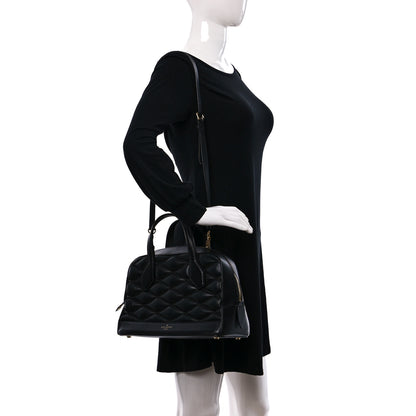 Louis Vuitton Lambskin Malletage Dora PM Black 2 of 8
