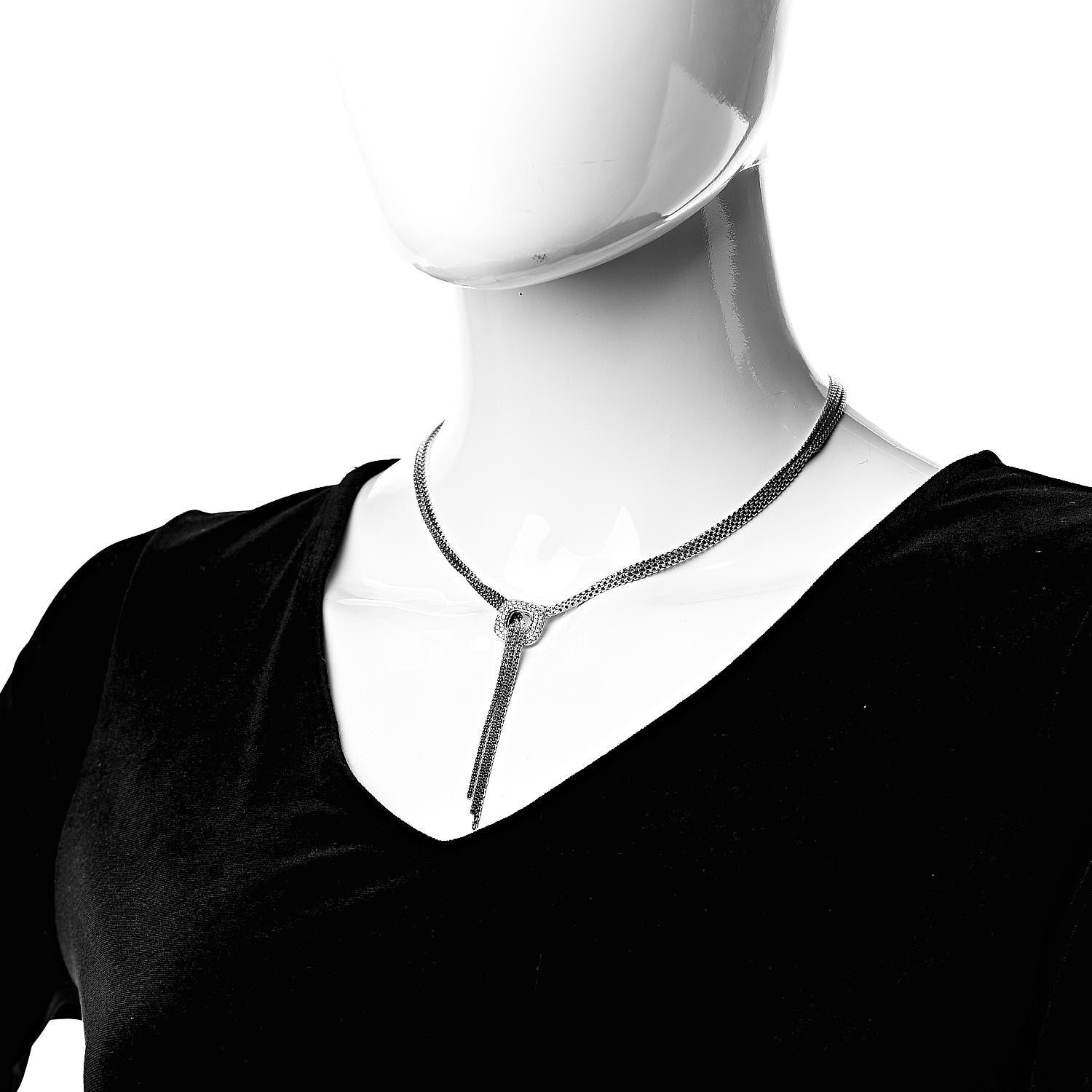 David Yurman Sterling Silver Diamond 14mm Waterfall Lariat Necklace 2 of 4