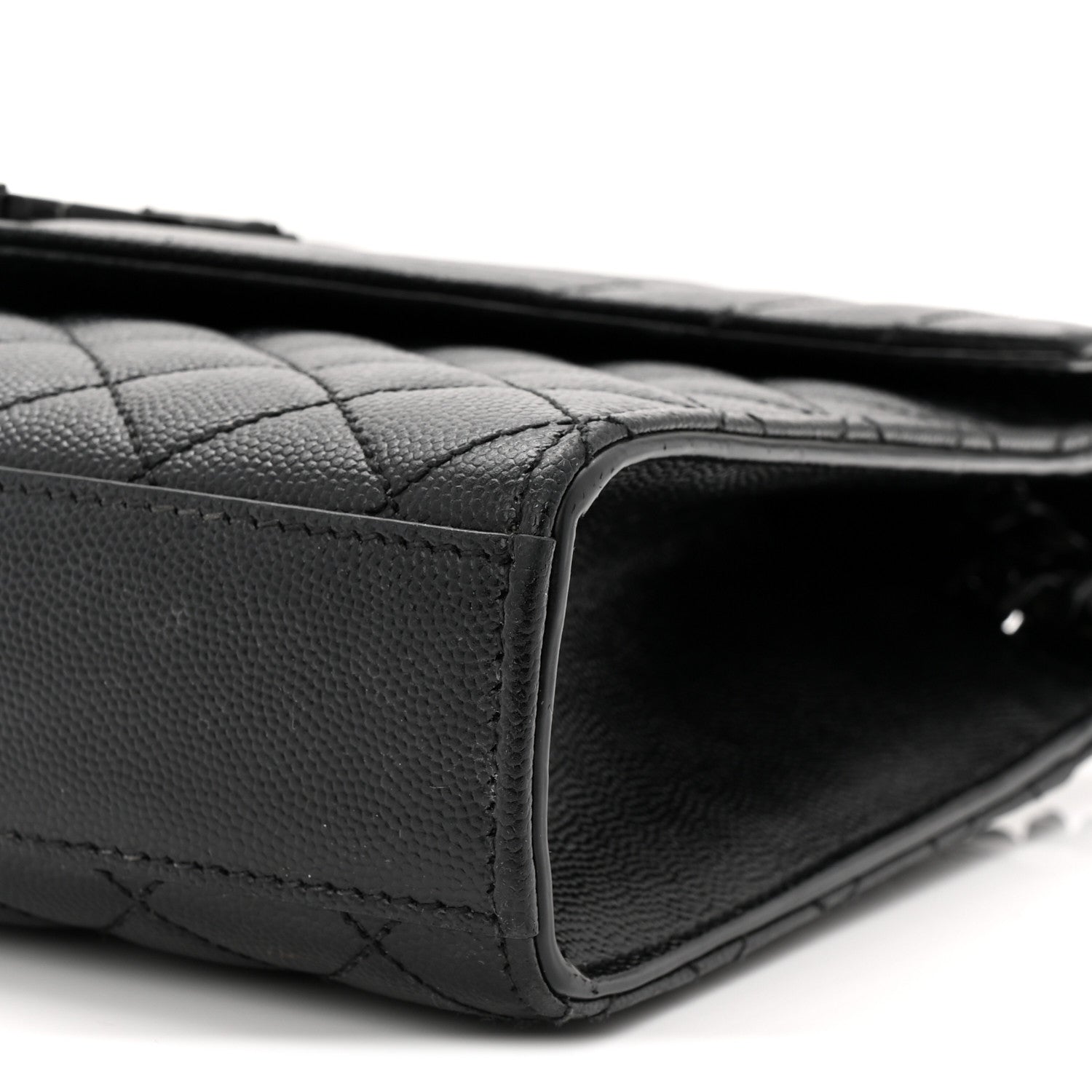 Saint Laurent Grain De Poudre Textured Mixed Matelasse Triquilt Medium Monogram Monochrome Satchel Black 10 of 11