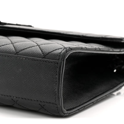 Saint Laurent Grain De Poudre Textured Mixed Matelasse Triquilt Medium Monogram Monochrome Satchel Black 10 of 11