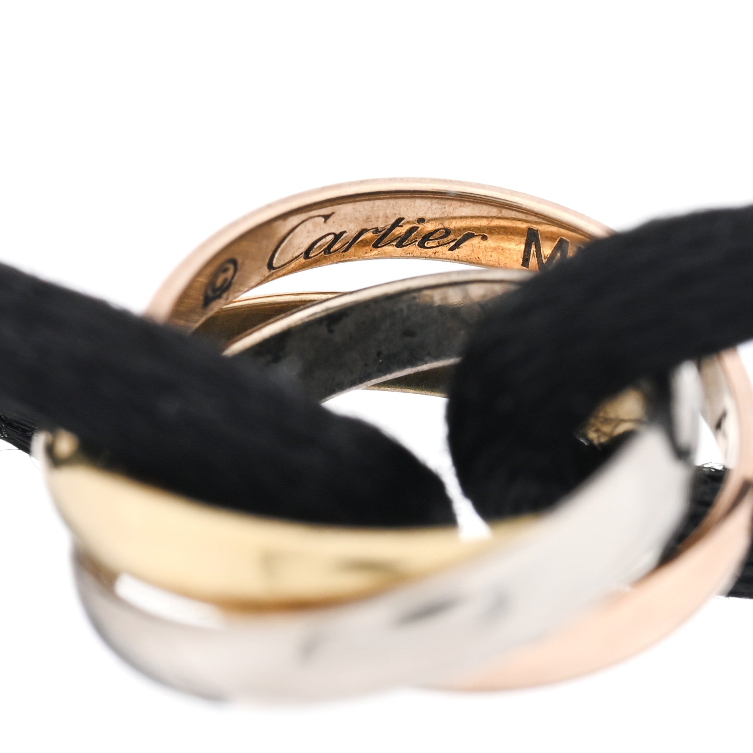 Cartier 18K Pink Yellow White Gold Trinity Adjustable Cord Bracelet Black 3 of 3