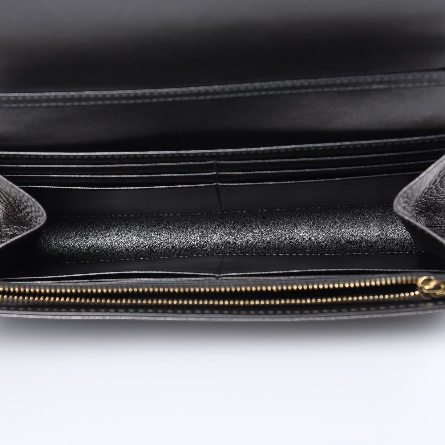 Metallic Grained Calfskin Diorama Croisiere Chain Wallet Gunmetal Grey