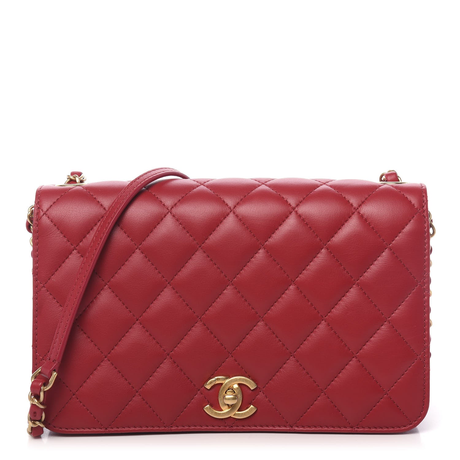 Chanel Calfskin Quilted Single Flap Bag Red 1 of 10