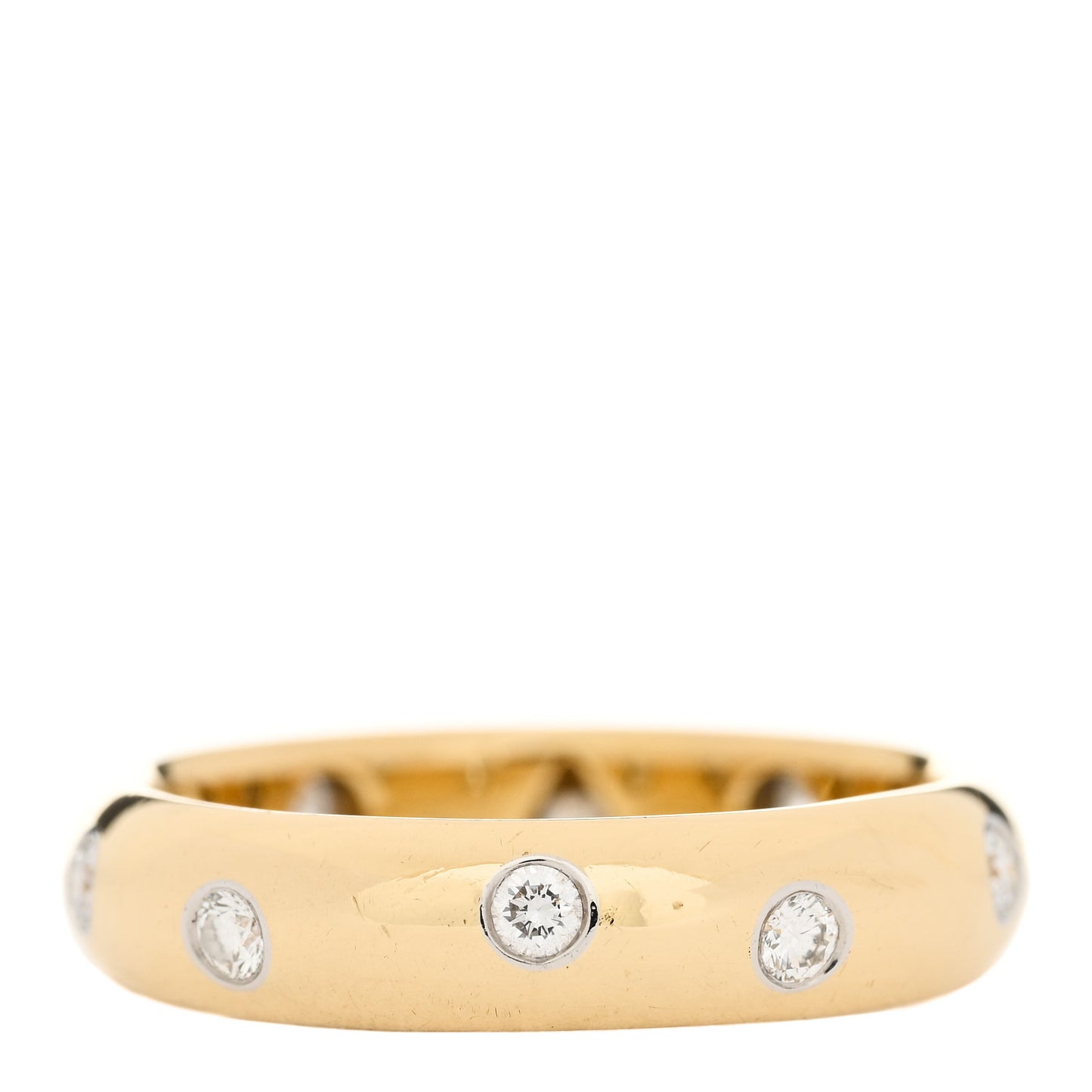 18K Yellow Gold Platinum Diamond 4mm Etoile Band Ring 50 5.5