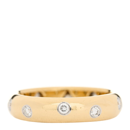 Tiffany 18K Yellow Gold Platinum Diamond 4mm Etoile Band Ring 50 5.5 2 of 5