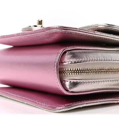 Chanel Metallic Lambskin Like A Wallet Flap Golden Pink 10 of 10