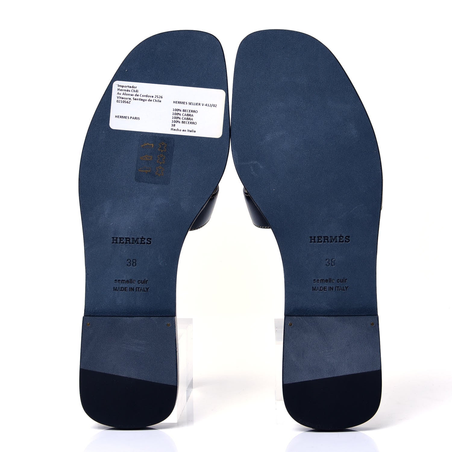 Hermes Box Calfskin Oran Sandals 38 Black 7 of 10