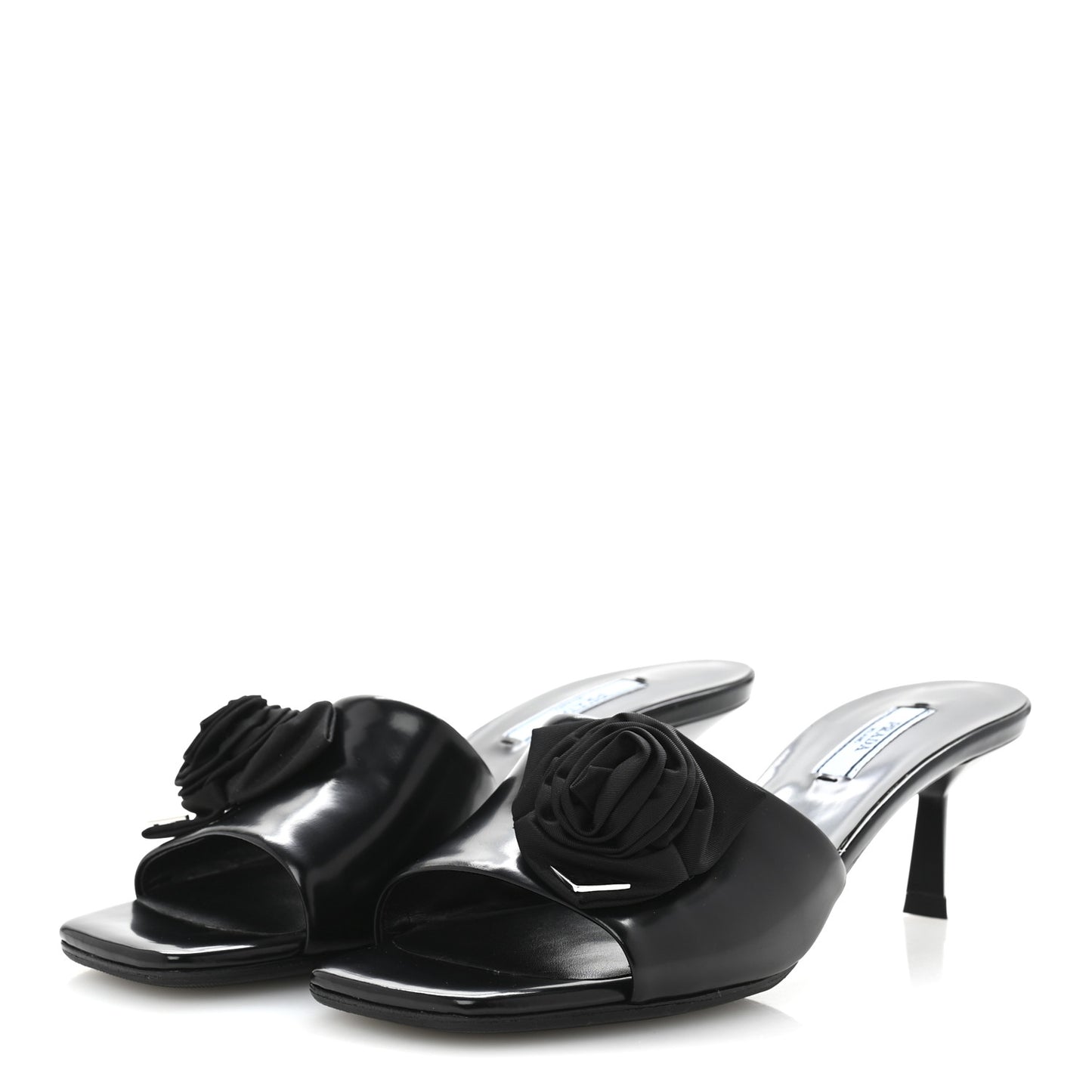 Spazzolato Nylon Flower Metal Triangle Logo Slide Sandals 37 Black