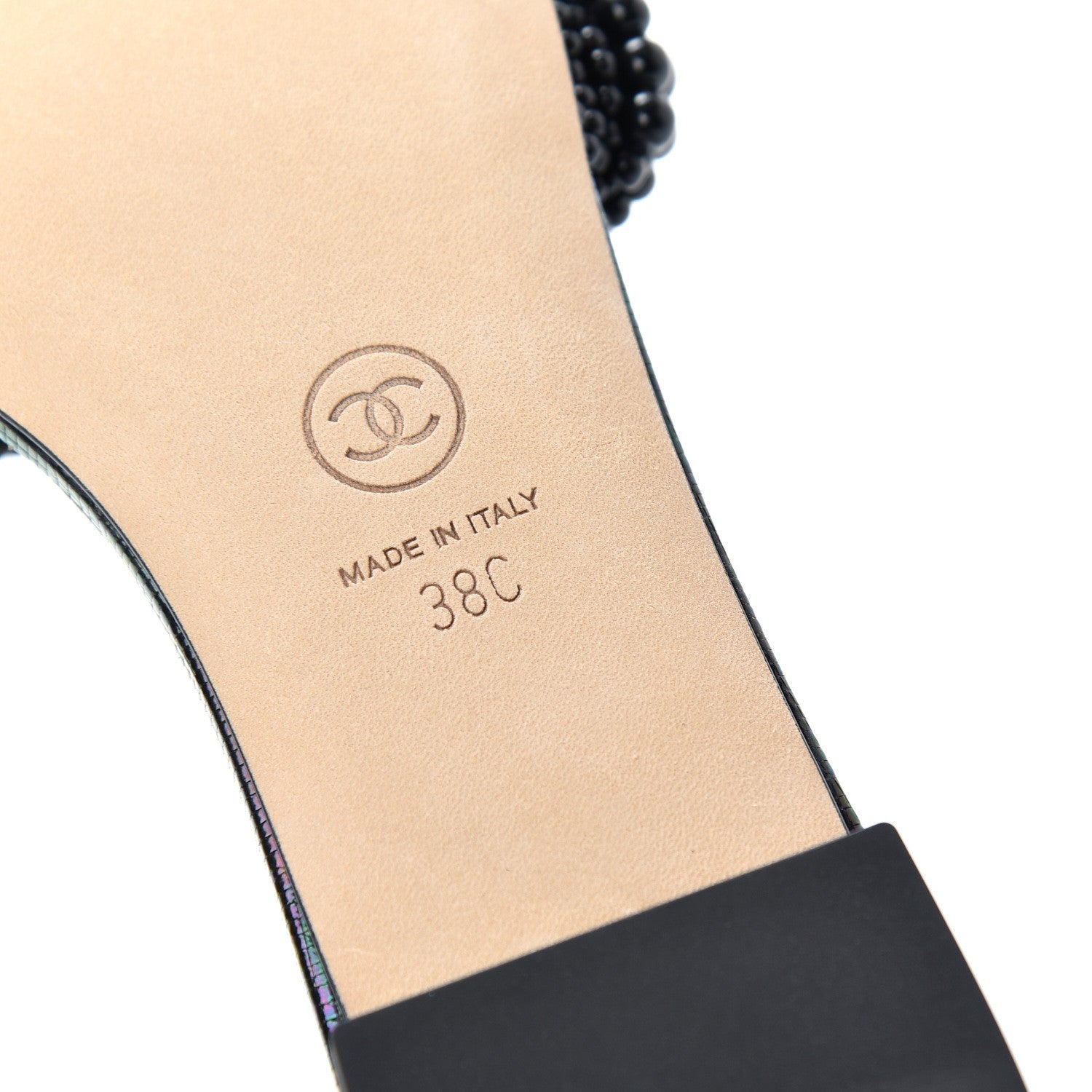 Chanel Fantasy Calfskin Pearl Cord CC Mules 38 Black 9 of 11