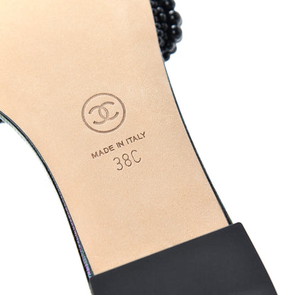 Chanel Fantasy Calfskin Pearl Cord CC Mules 38 Black 9 of 11