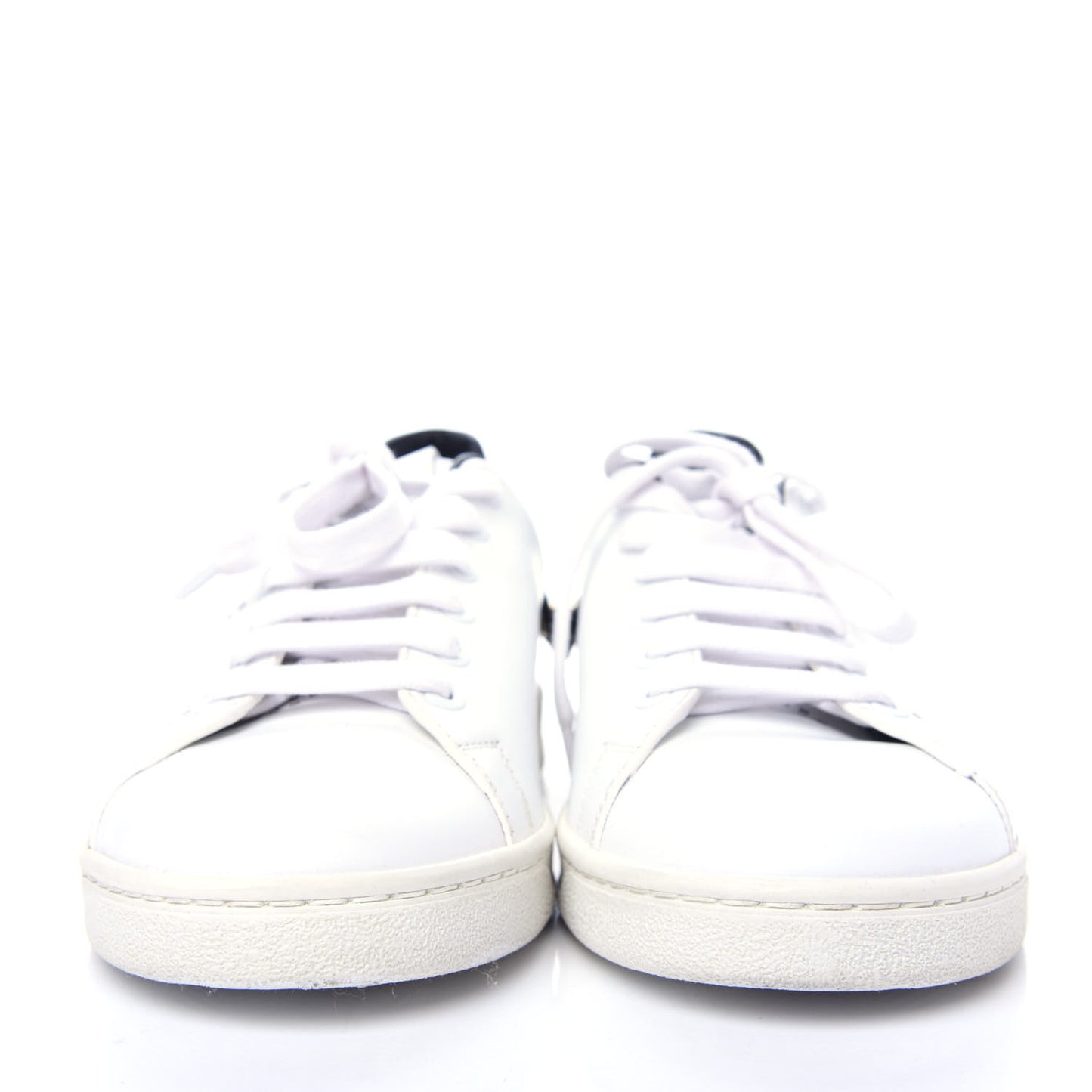 Calfskin Womens Backnet Sneakers 37.5 White Black