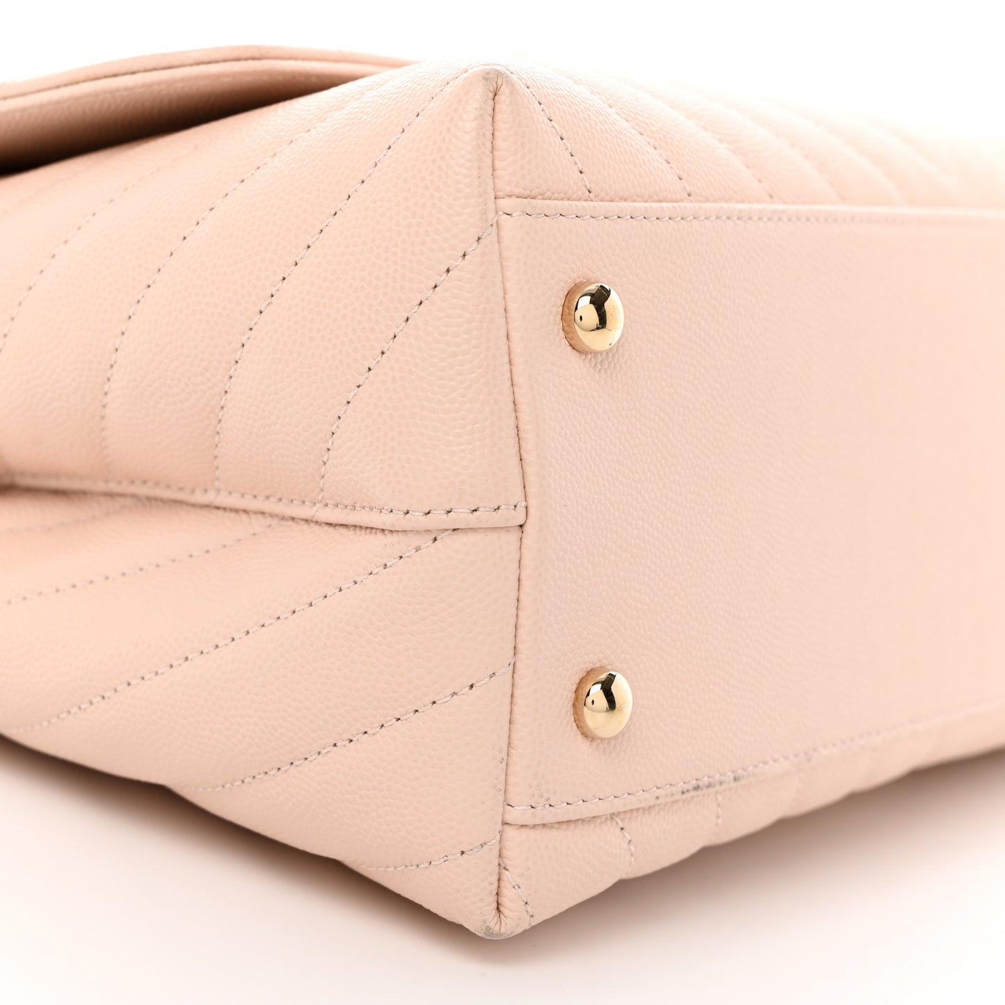 Lizard Embossed Caviar Chevron Quilted Small Coco Handle Flap Beige
