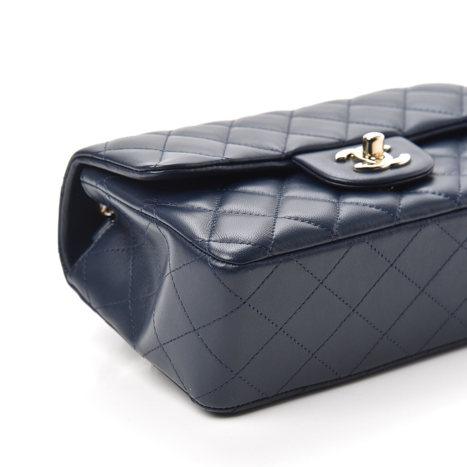Chanel Lambskin Quilted Mini Rectangular Flap Dark Blue 9 of 10