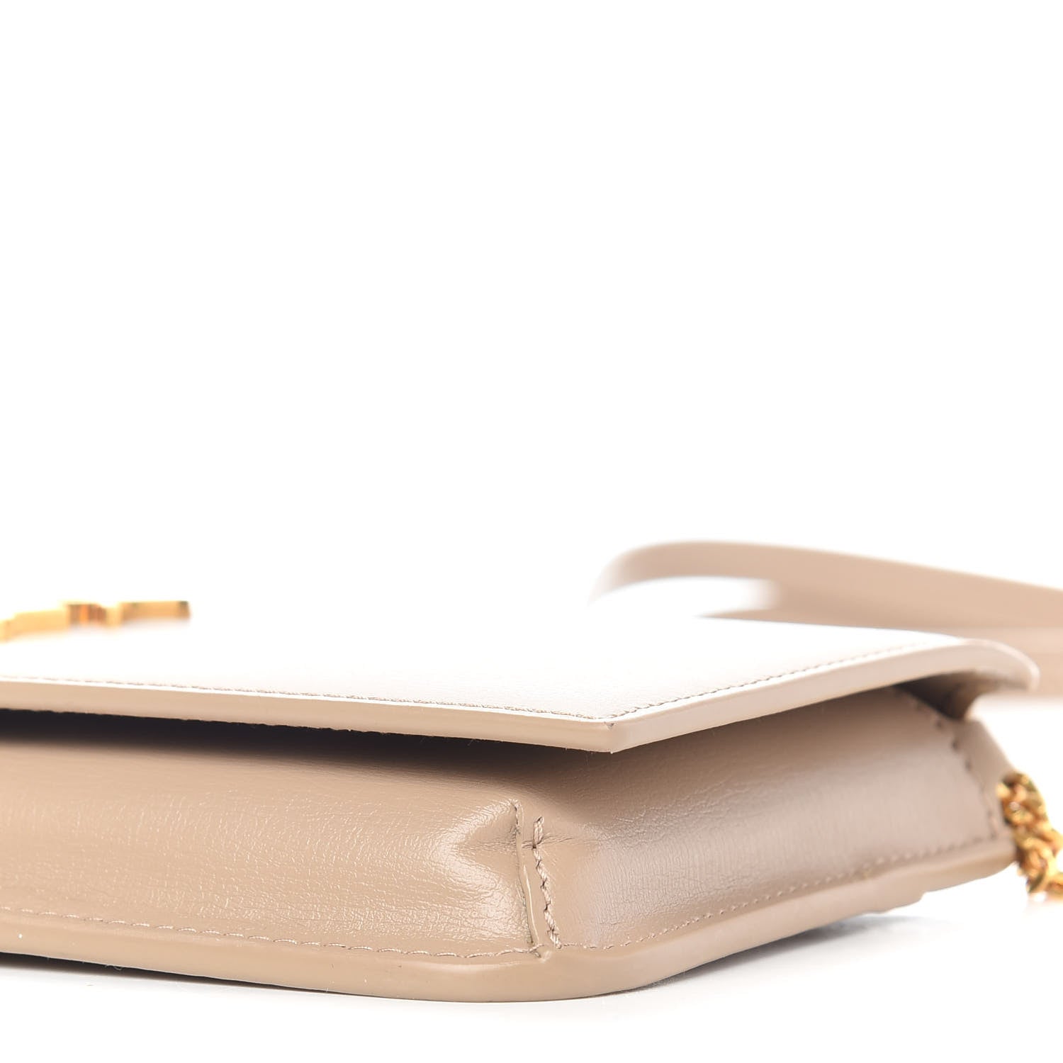 Saint Laurent Smooth Calfskin Monogram Phone Holder Crossbody Dark Beige 9 of 10