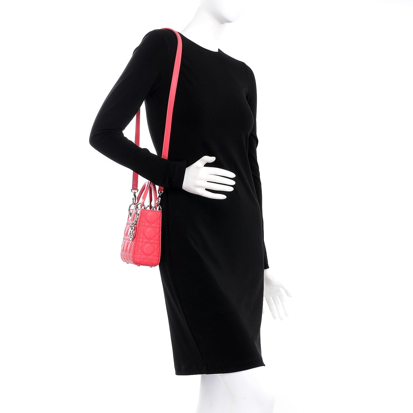 Lambskin Cannage Mini Lady Dior Coral