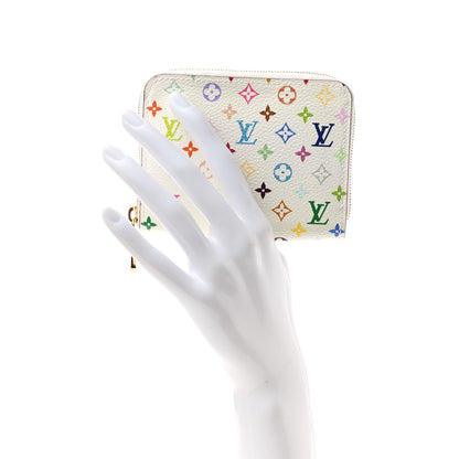 Louis Vuitton Monogram Multicolor Zippy Coin Purse Wallet White Litchi 2 of 8