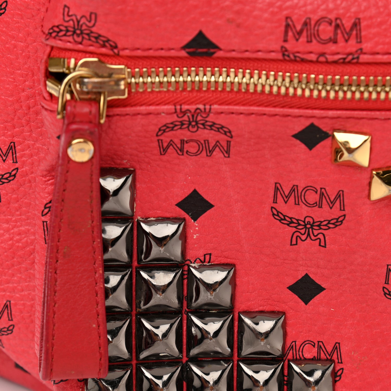 MCM Visetos Studded Small Stark M Backpack Scooter Red 11 of 16