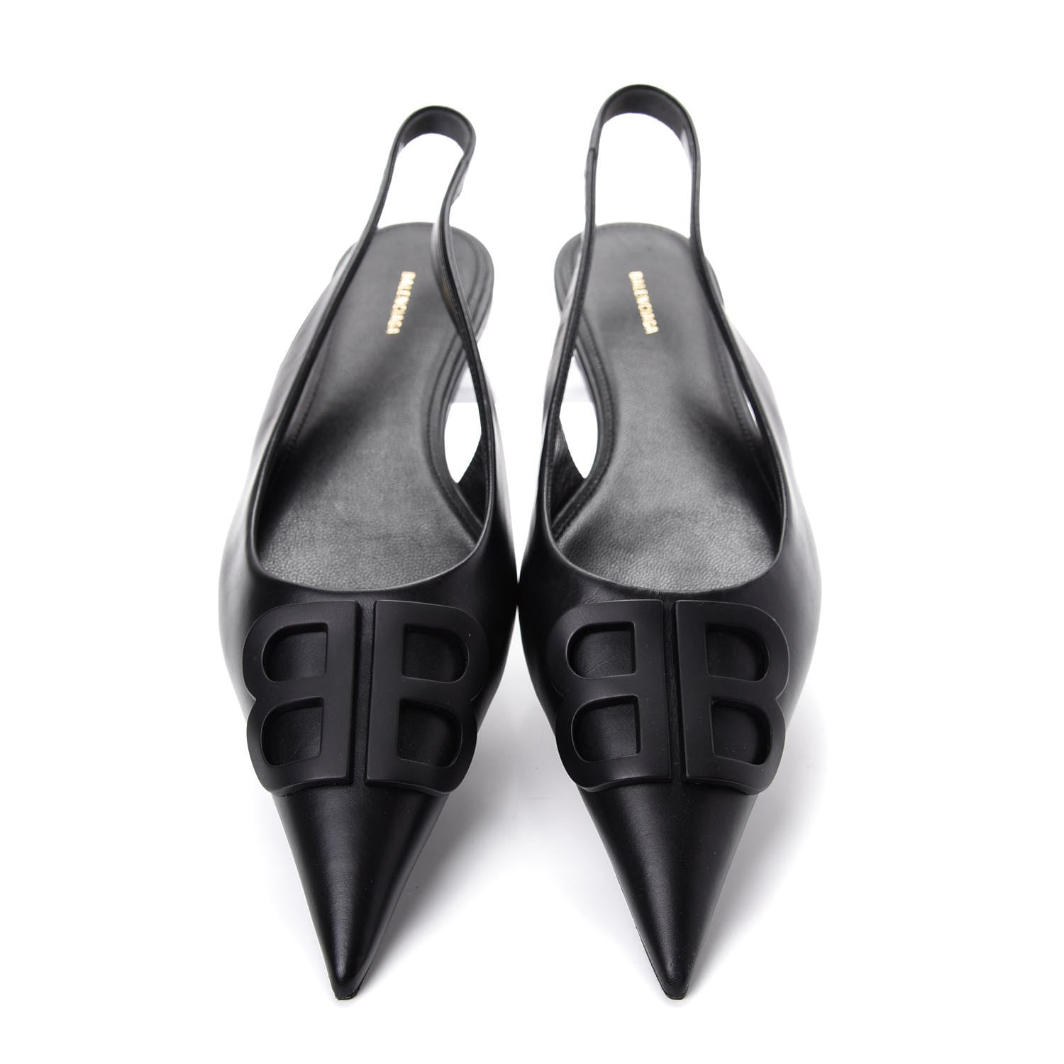 Balenciaga Calfskin BB Knife Pointy Toe Slingback Flats 38 Black 5 of 11