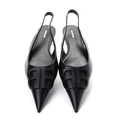 Balenciaga Calfskin BB Knife Pointy Toe Slingback Flats 38 Black 5 of 11