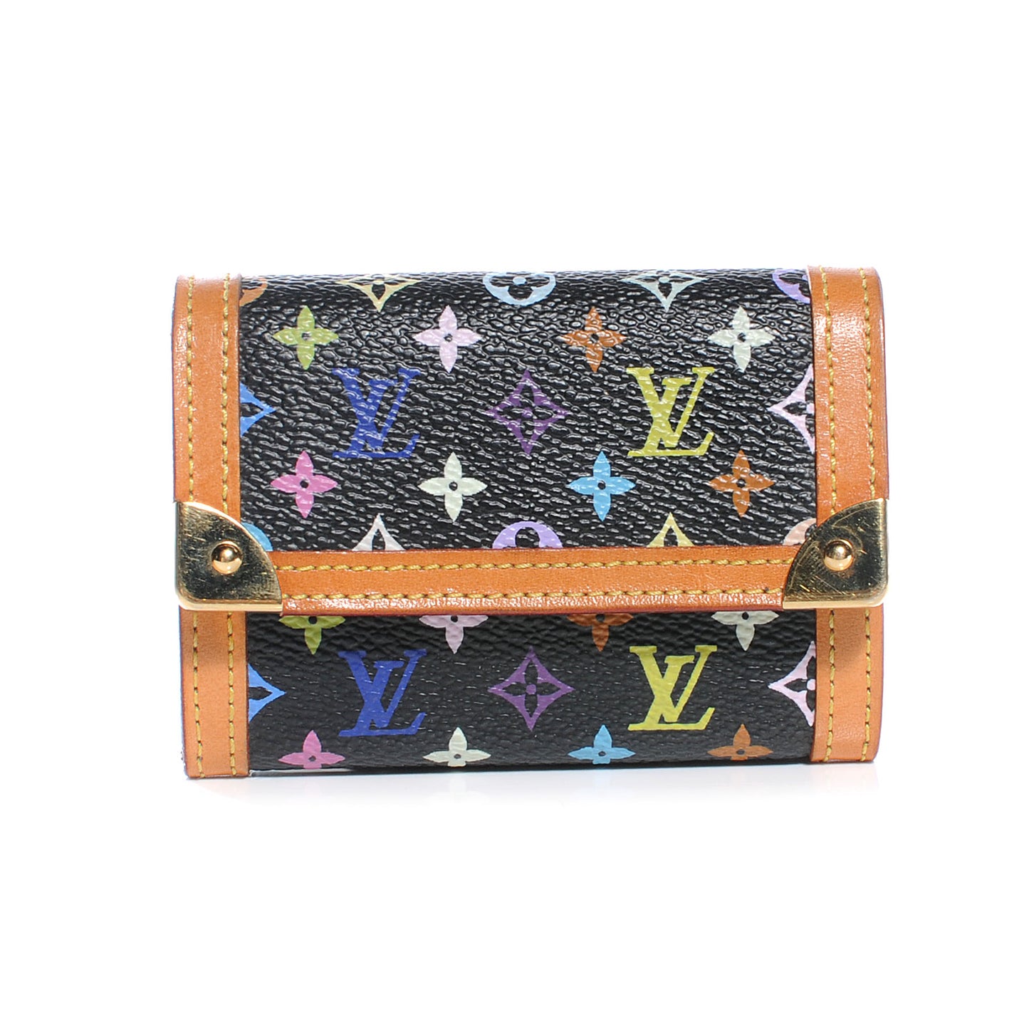 Monogram Multicolor Porte-Monnaie Plat Coin Purse Black
