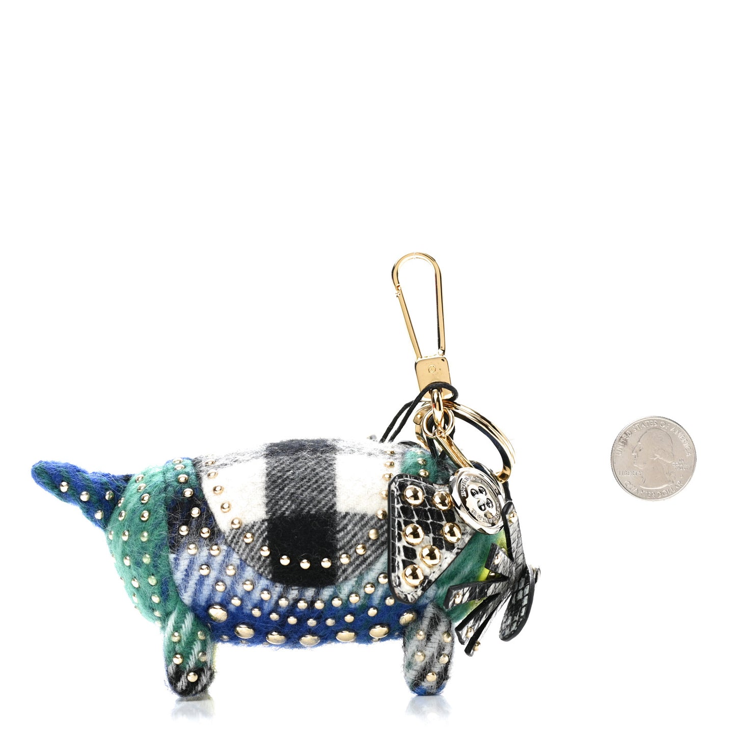 Wool Cashmere Studded Trevor The Scottie Dog Bag Charm Green Multicolor