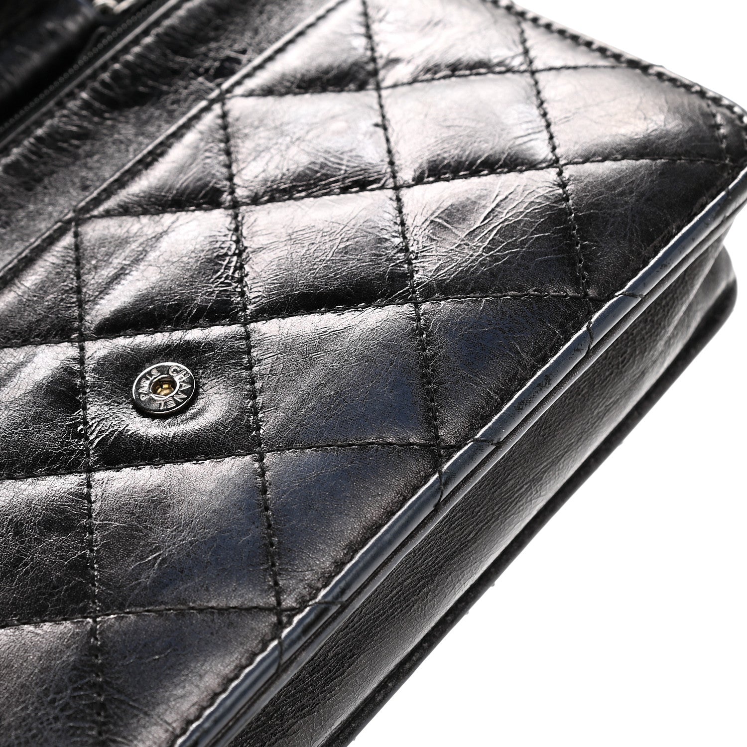 Chanel Metallic Aged Calfskin Quilted Reissue Wallet On Chain WOC Black 11 of 11