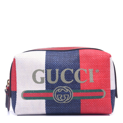 Gucci Canvas Sylvie Stripe Logo Cosmetic Case Mystic White Hibiscus Red Maritime 1 of 11