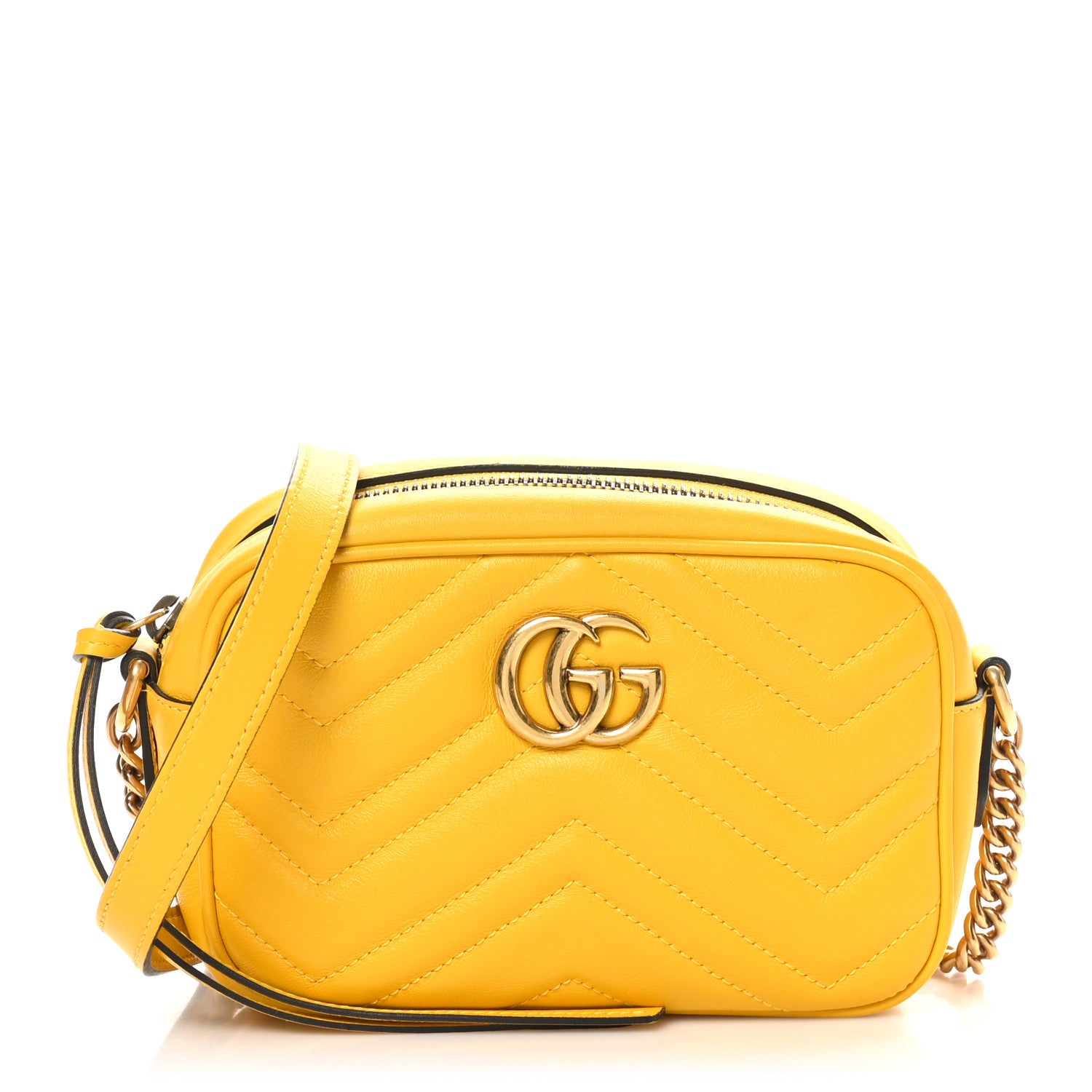 Gucci Calfskin Matelasse Mini GG Marmont Chain Shoulder Bag Stone Topaz 1 of 10