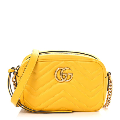 Gucci Calfskin Matelasse Mini GG Marmont Chain Shoulder Bag Stone Topaz 1 of 10