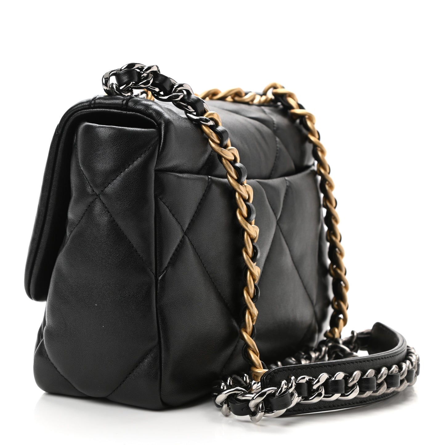 Lambskin Quilted Medium Chanel 19 Flap Black