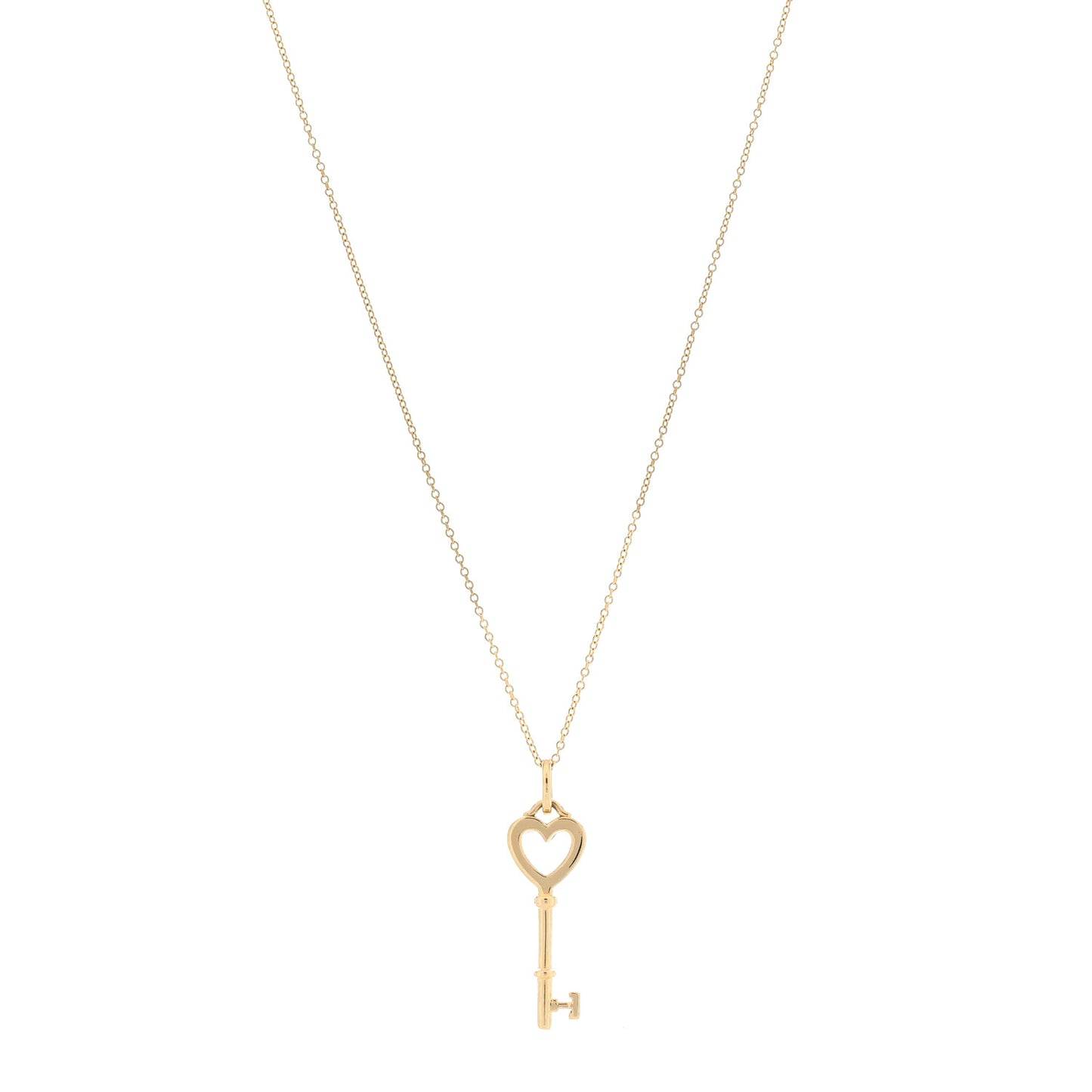 18K Yellow Gold Mini Heart Key Pendant Necklace