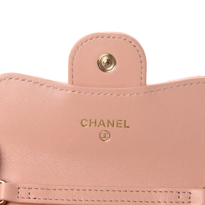 Chanel Lambskin Quilted Flap Card Holder On Chain Light Pink 8 of 12