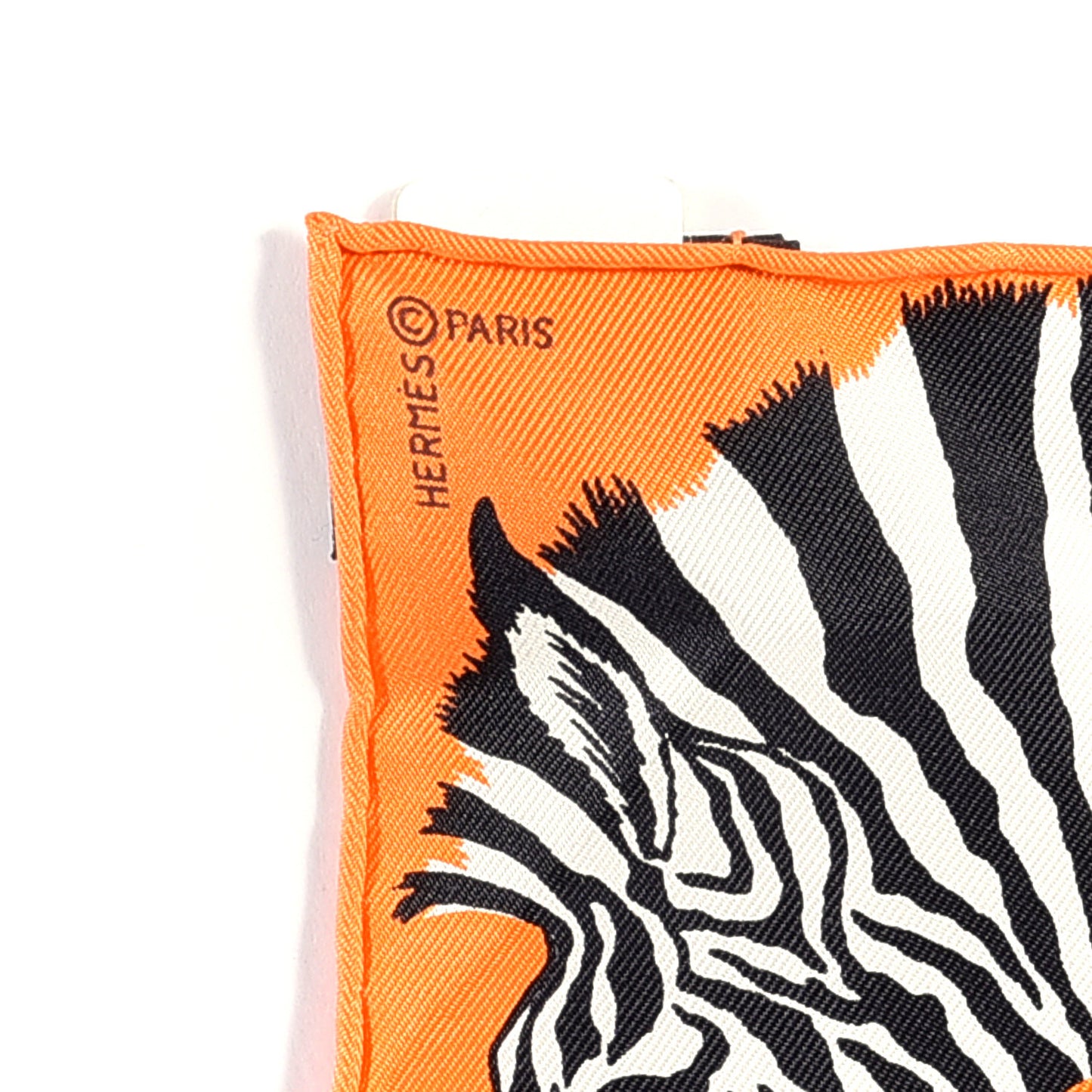 Silk Carre Zebra Pegasus Nano Scarf 20 Orange Vif Black