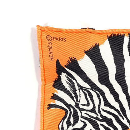 Hermes Silk Carre Zebra Pegasus Nano Scarf 20 Orange Vif Black 4 of 10