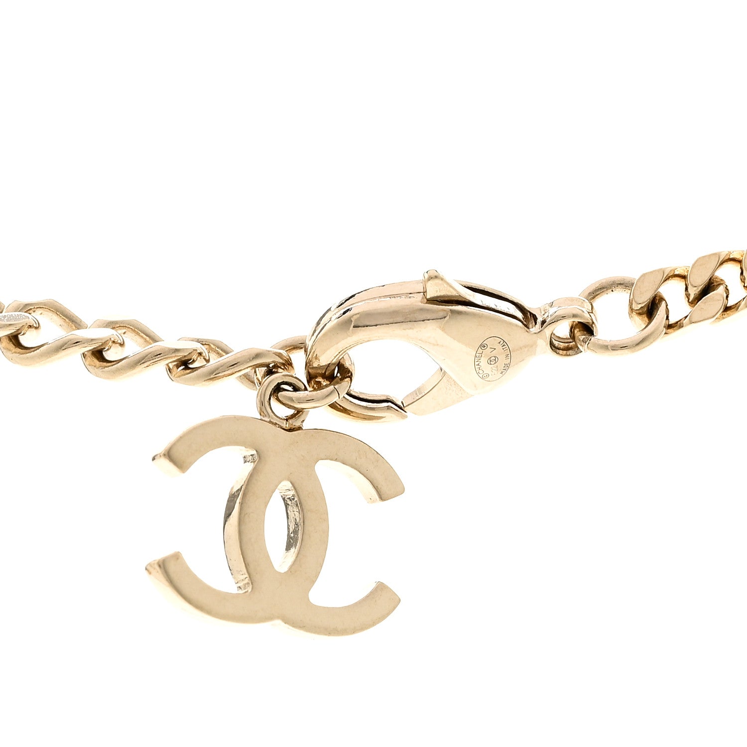 Chanel Crystal Chain CC Link Necklace Gold Silver 5 of 5