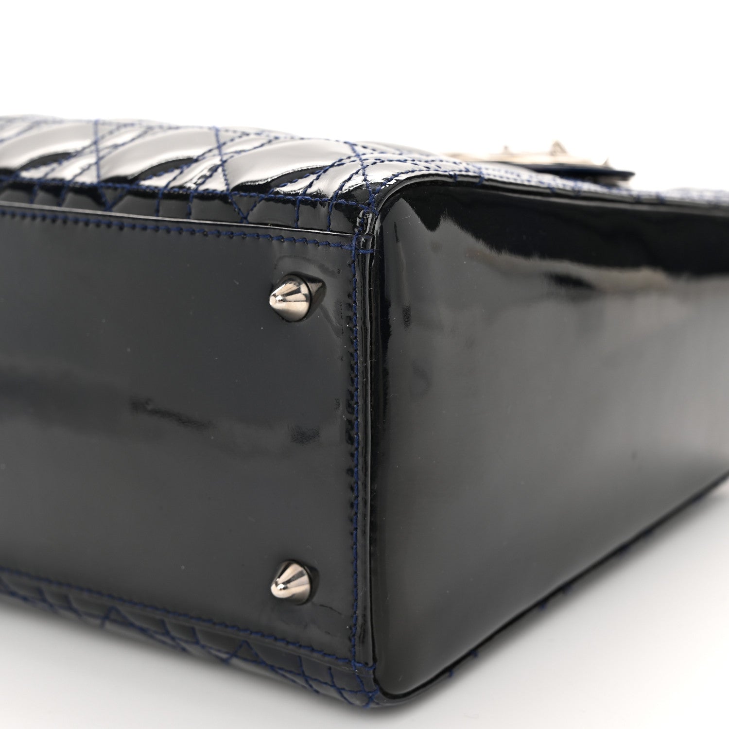 Christian Dior Patent Cannage Medium Lady Dior Navy Blue 9 of 11