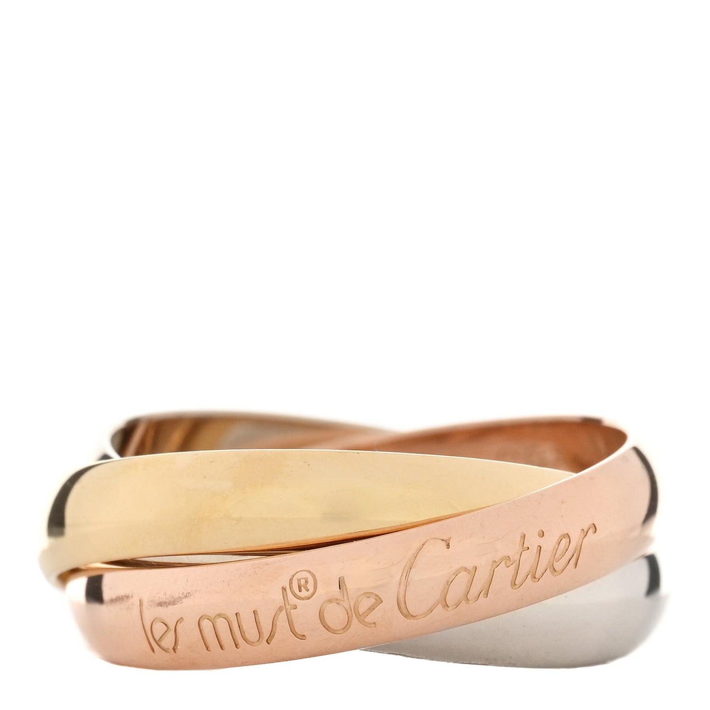18K Pink Yellow White Gold Classic Les Must De Cartier Trinity Ring 50 5.25